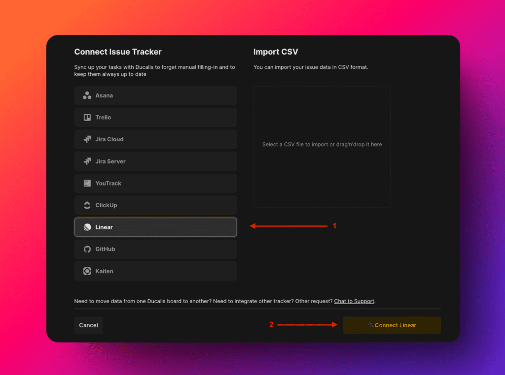 Linear als Quelle auswählen