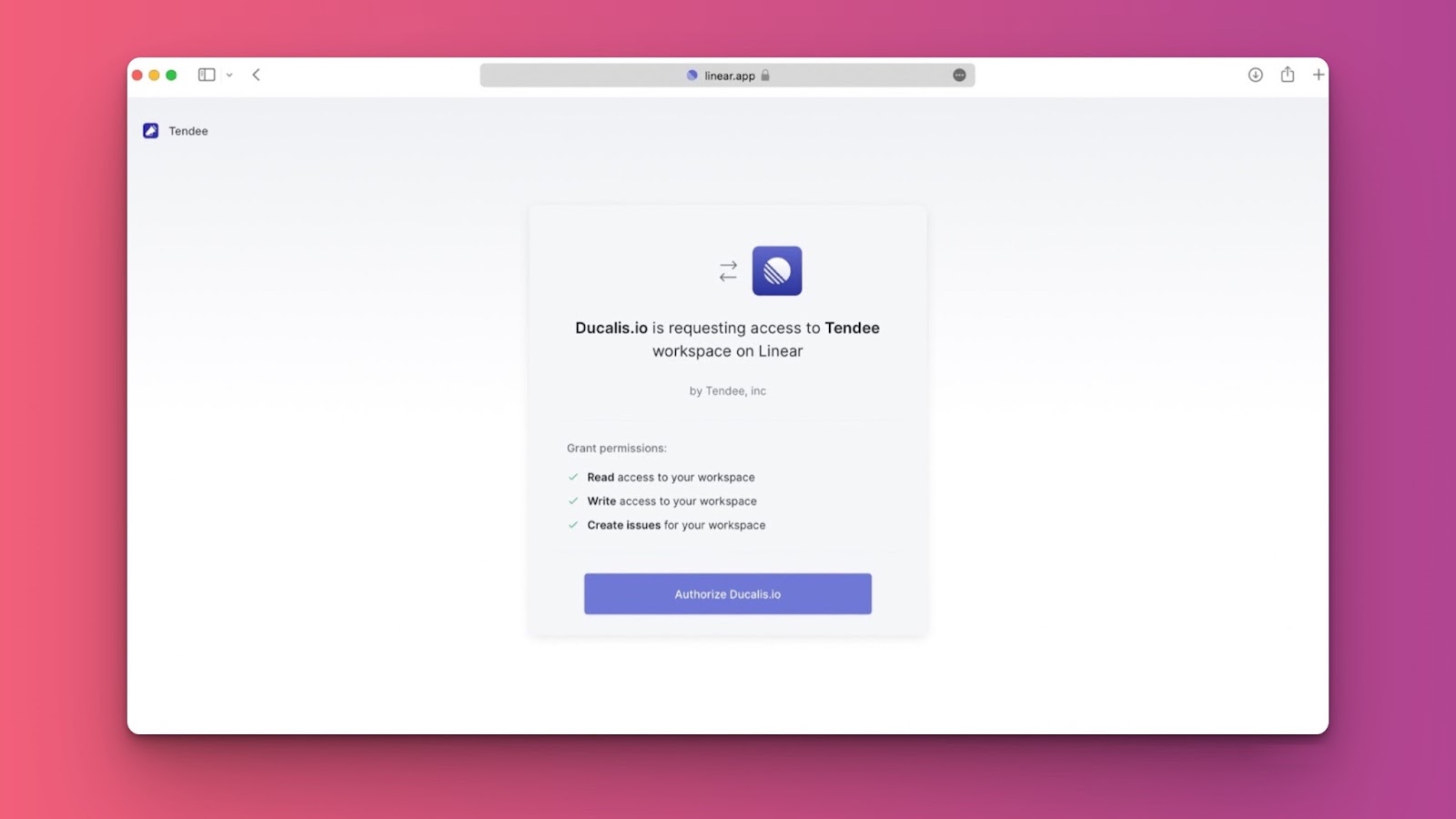 Linear-Autorisierungsbildschirm