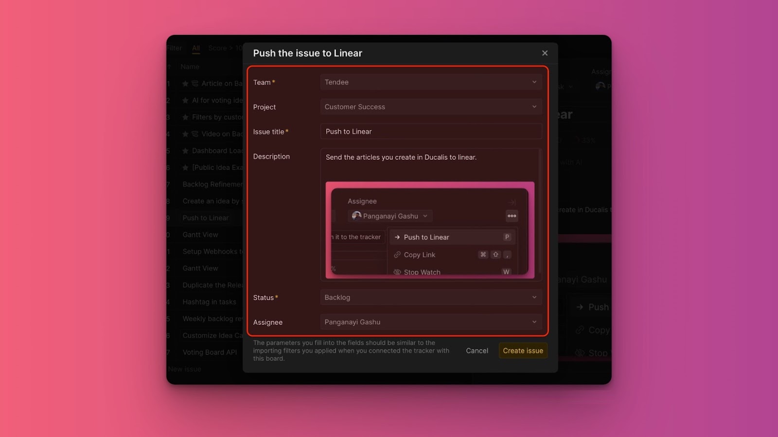 Vorgänge in Linear erstellen