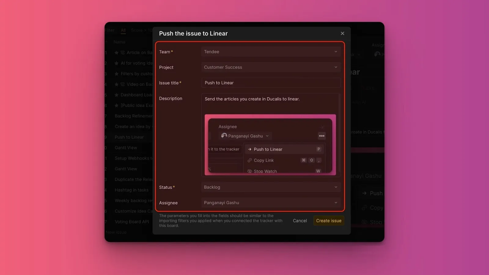 Linear で課題を作成