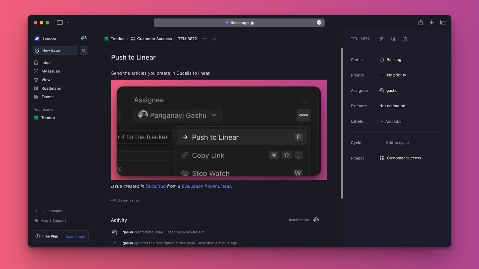 In Linear erstelltes Issue