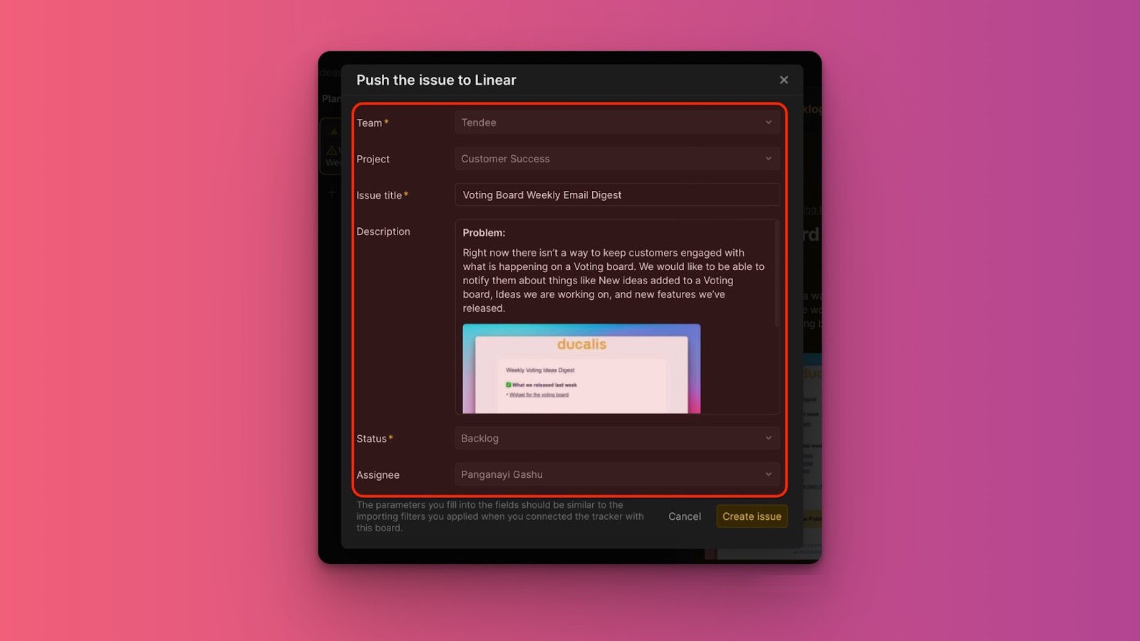 Issue-Detailformular