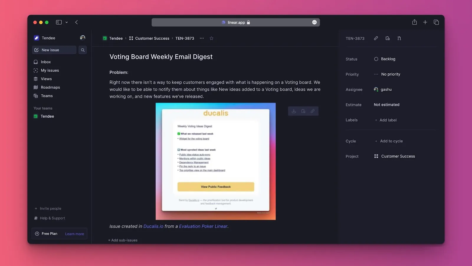 投票ボードのアイデアから Linear で作成された課題