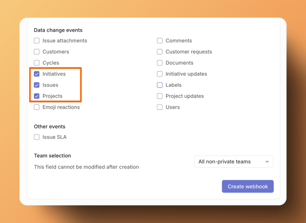 データ変更イベントの選択