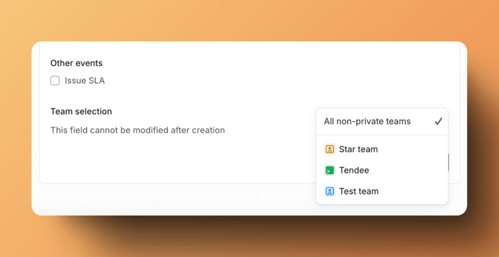 チーム選択のドロップダウン