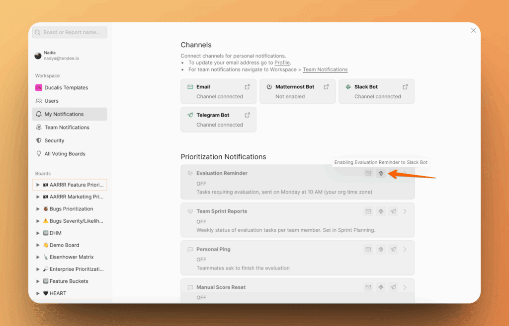 Slack-Symbol auswählen