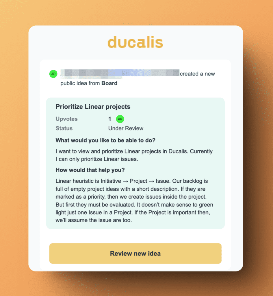 Neue Idee-Benachrichtigung