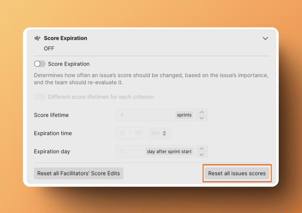 Score Expiration メニュー