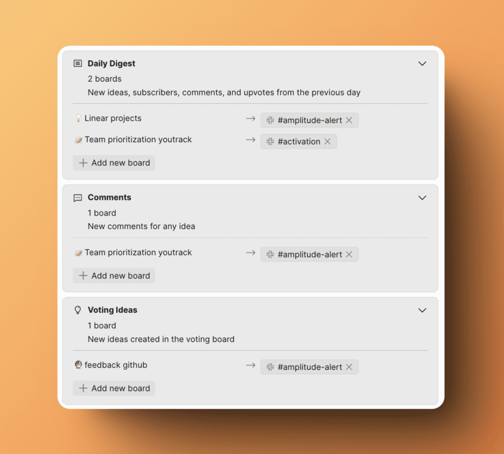 Board-Filteroptionen für Benachrichtigungen