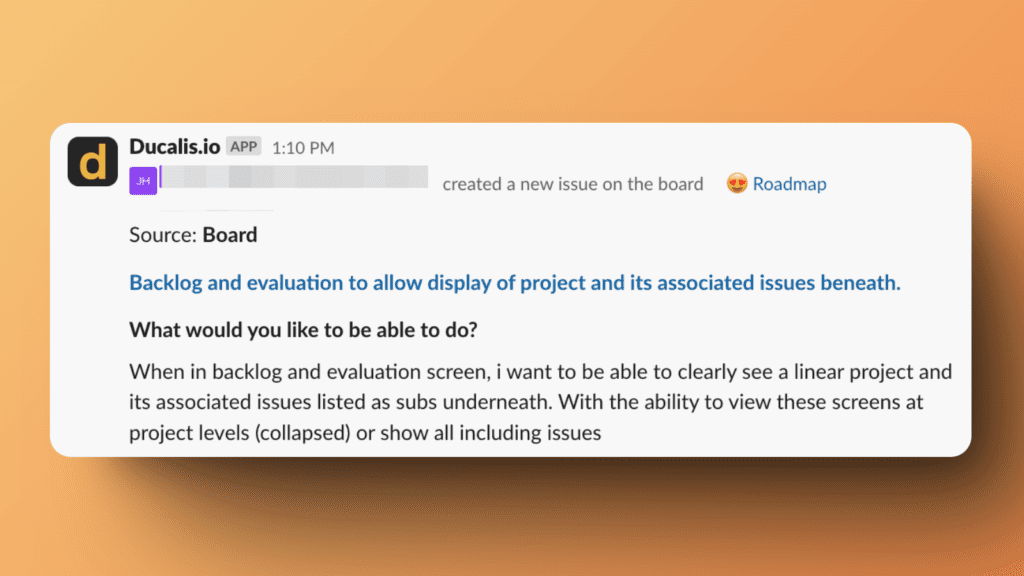 新しいアイデア通知の例