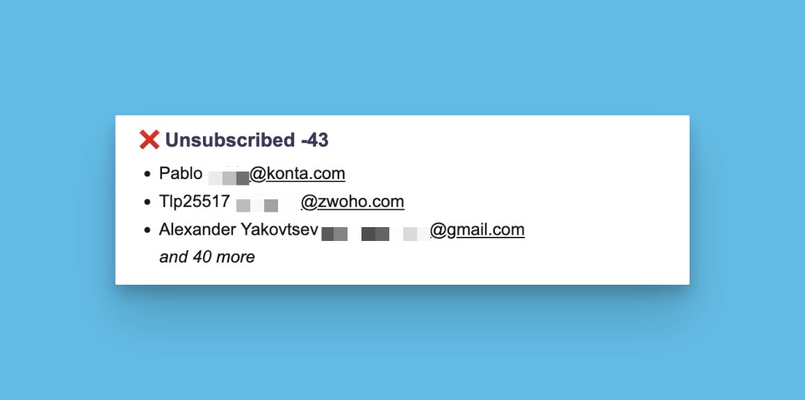 Abmeldungen-Bereich mit Nutzenden, die sich abgemeldet haben