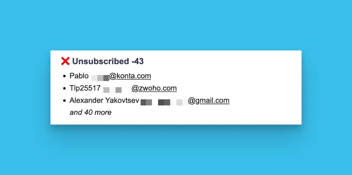 登録解除したユーザーの一覧を表示する登録解除セクション
