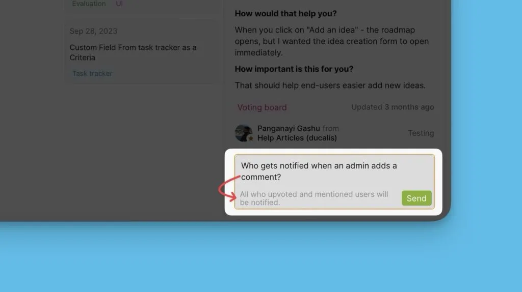 管理者の一般コメント通知