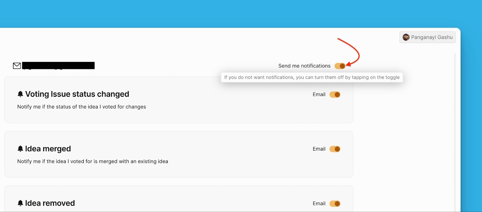 Alle Benachrichtigungen deaktivieren – Umschalter