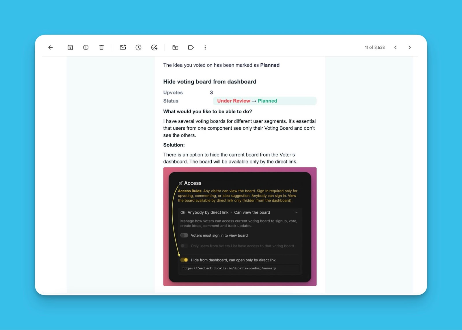 E-Mail-Benachrichtigung über Statusänderung