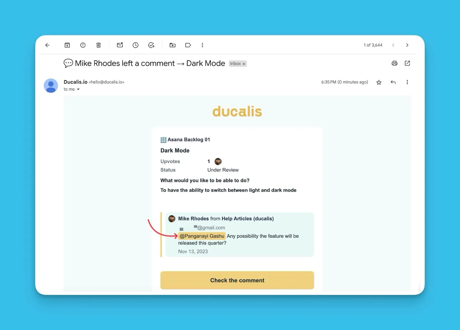 メンション通知メール