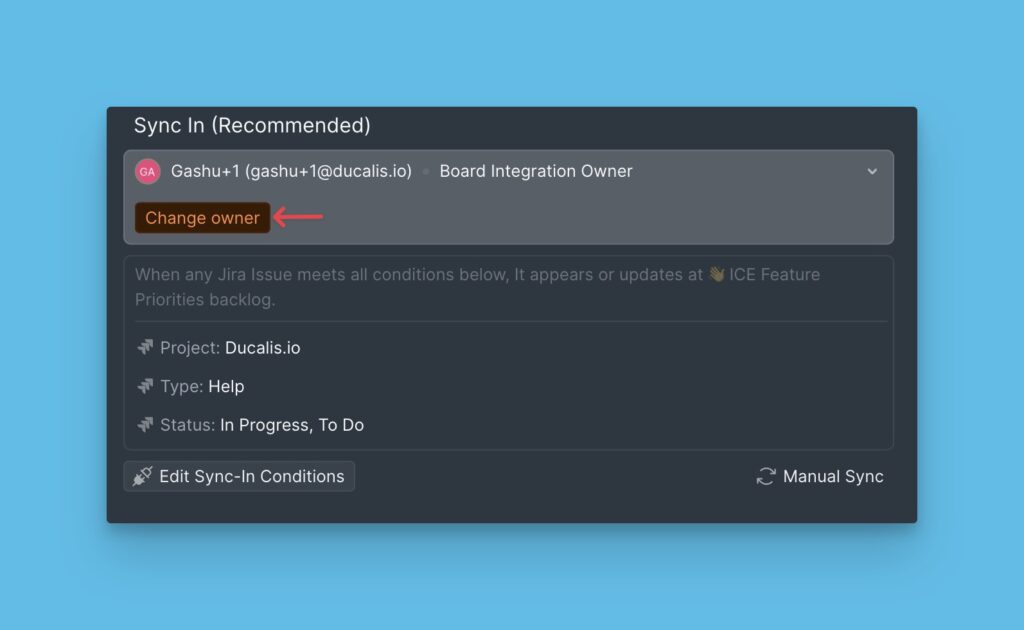 Schaltfläche Eigentümer ändern