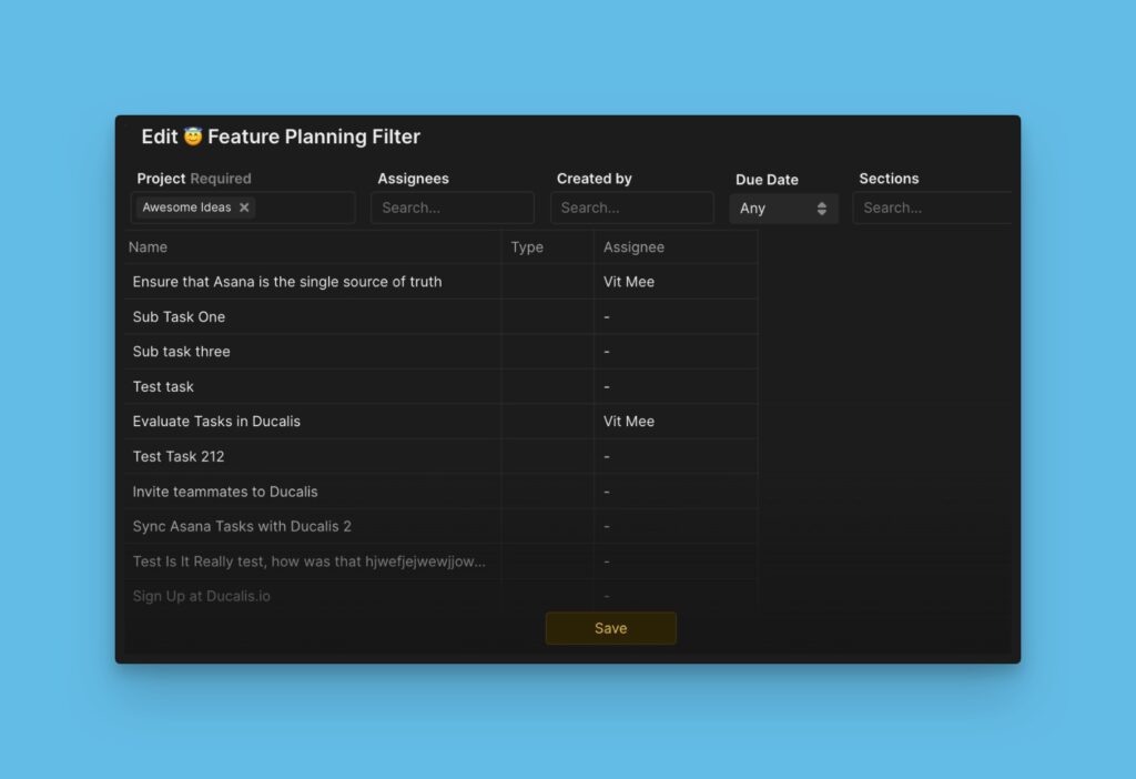 Board-Filtereinstellungen zeigen Datenumfang