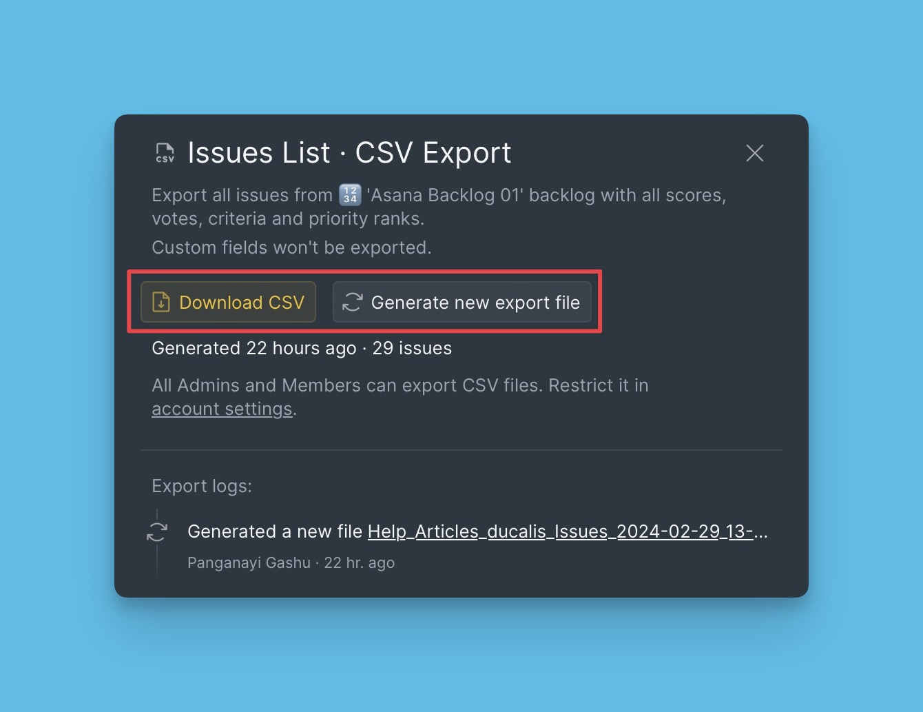 CSV-Datei generieren oder herunterladen