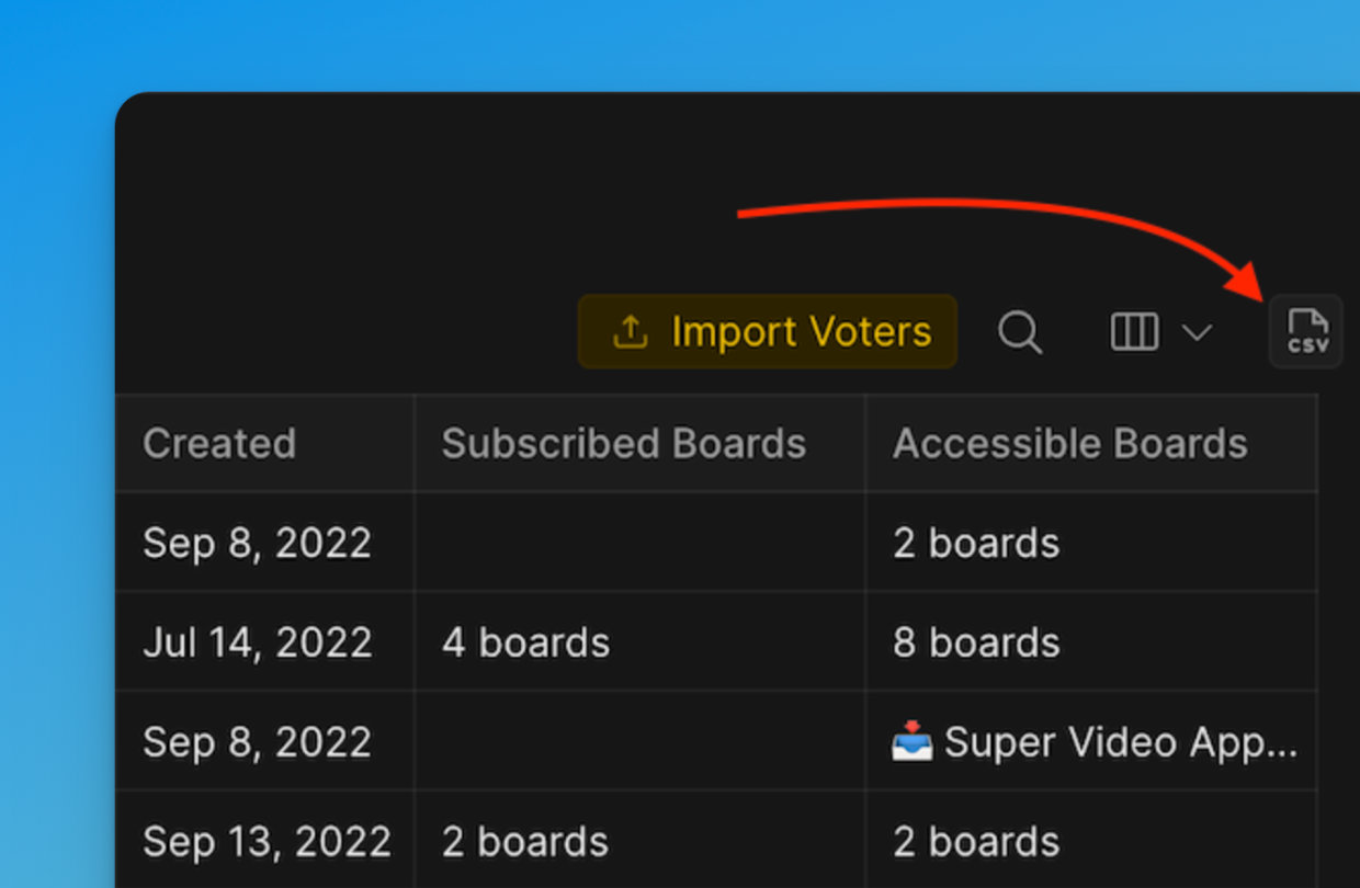 CSV アイコンをクリック