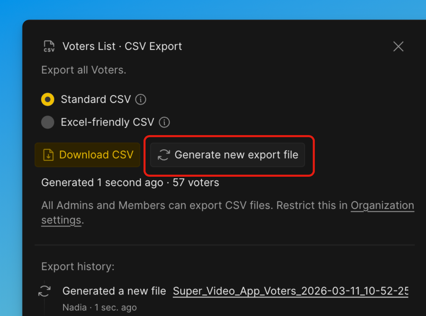 CSV ファイルの生成