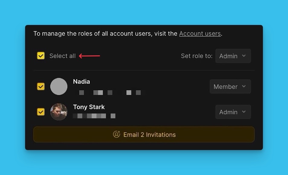 Button Alle auswählen