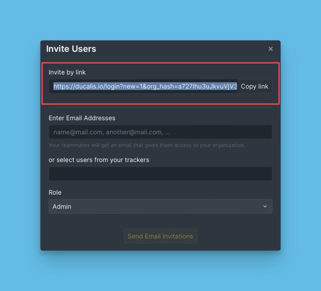 Link-kopieren-Button im Einladungsdialog