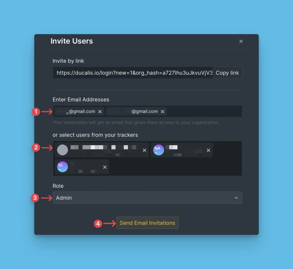 E-Mail-Einladungen versenden Dialog