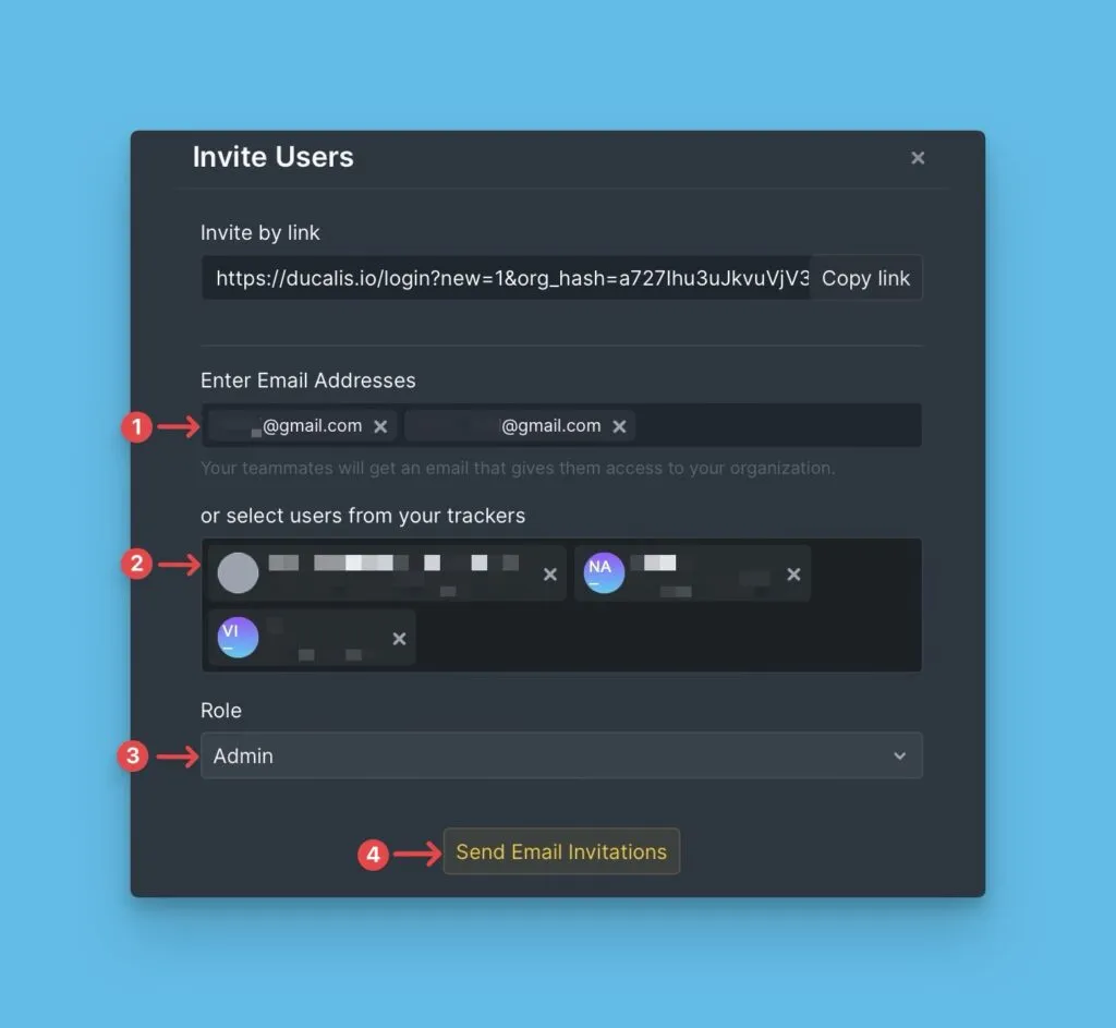 メール招待送信ダイアログ