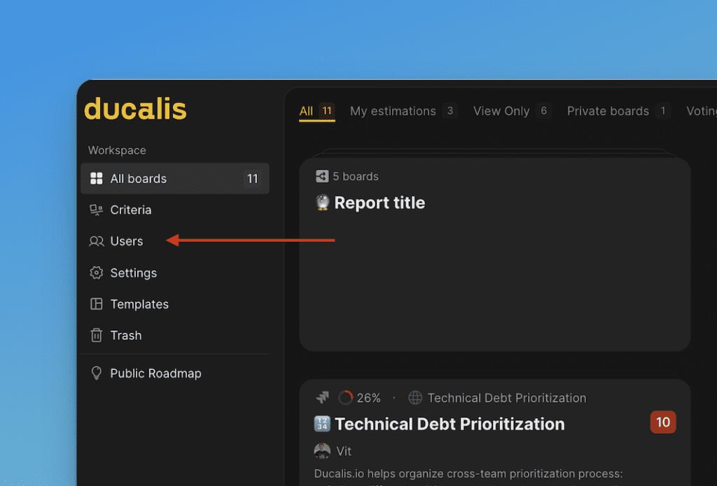 サイドバーのユーザーメニューオプション