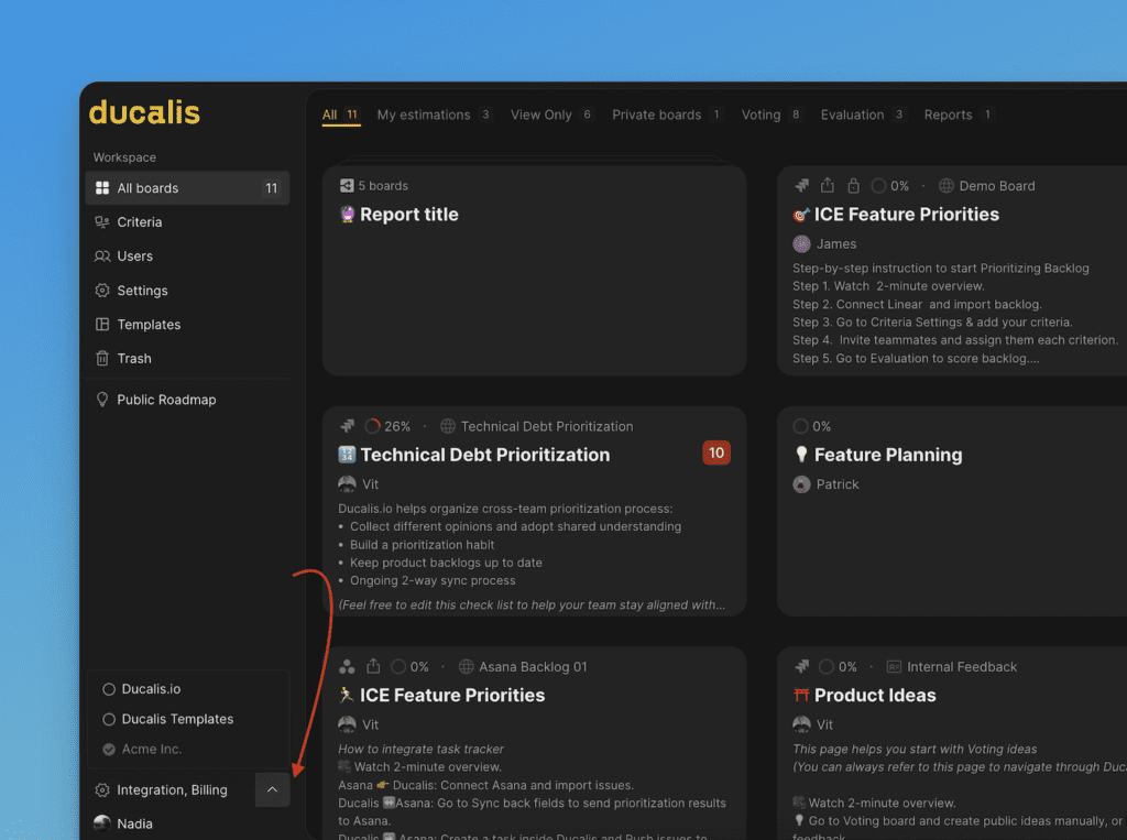 サイドバーのオーガニゼーション切り替え
