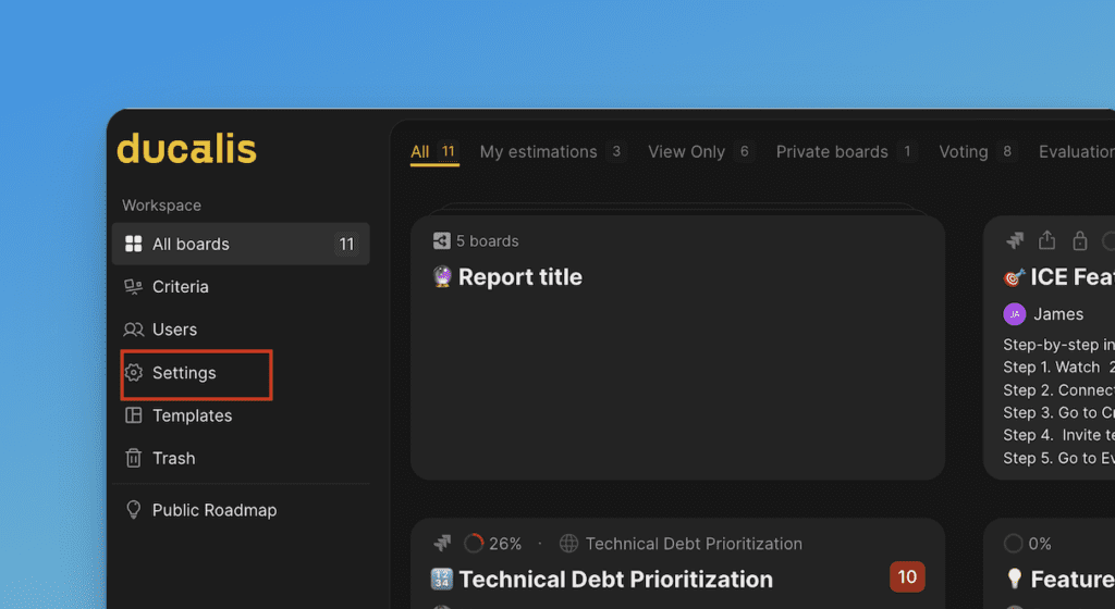 Standort des Einstellungsmenüs