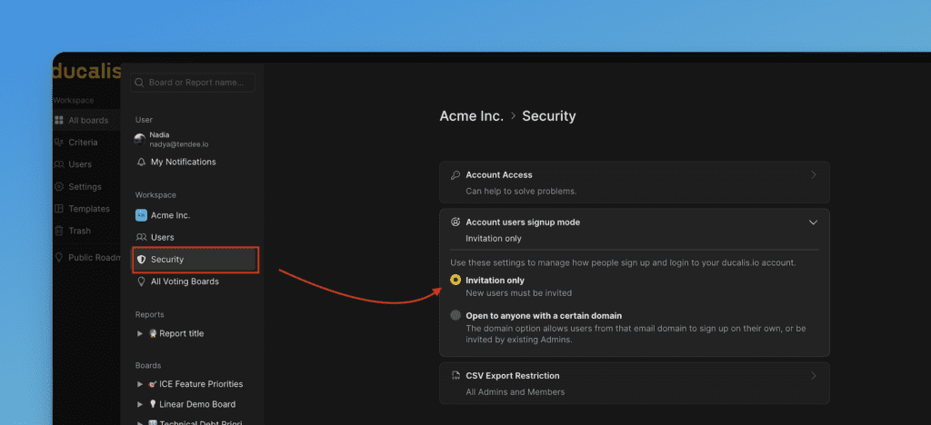 Nur-Einladung-Modus-Option