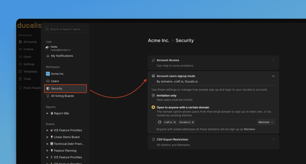 サインアップモードのオプション