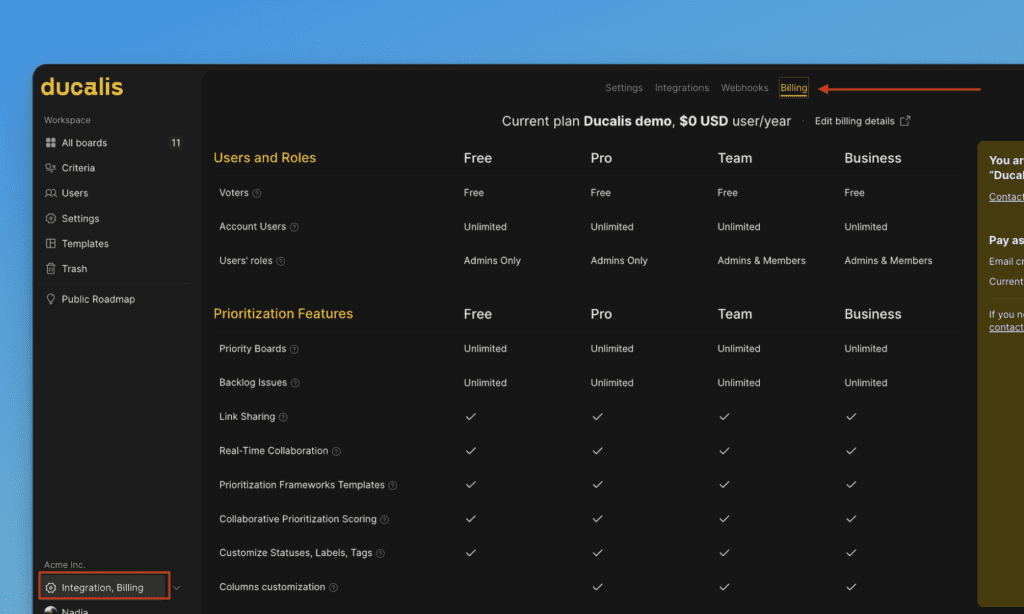 請求プランの詳細