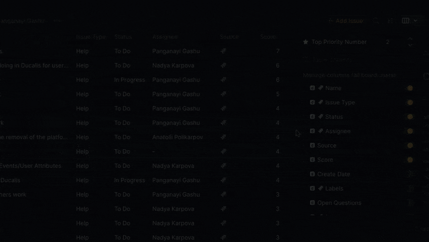 Ziehen einer Spalte, um die Position in der Tabelle neu anzuordnen