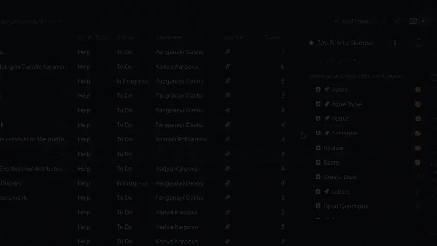 テーブル内の位置を変更するために列をドラッグしている様子