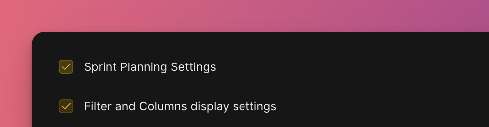Einstellungen für Filter und Spalten