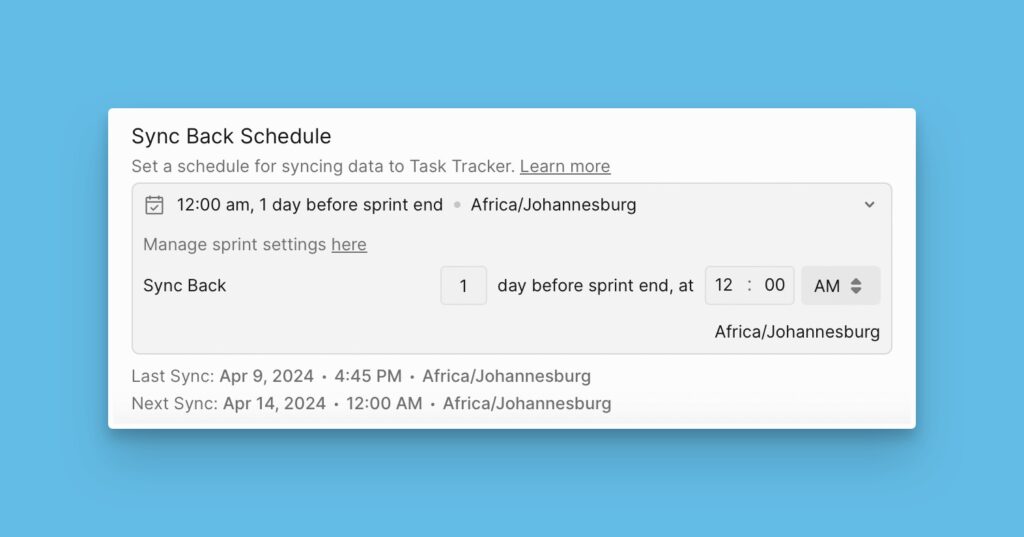 Sync-Zeitplan-Konfiguration mit Datum- und Zeitauswahl