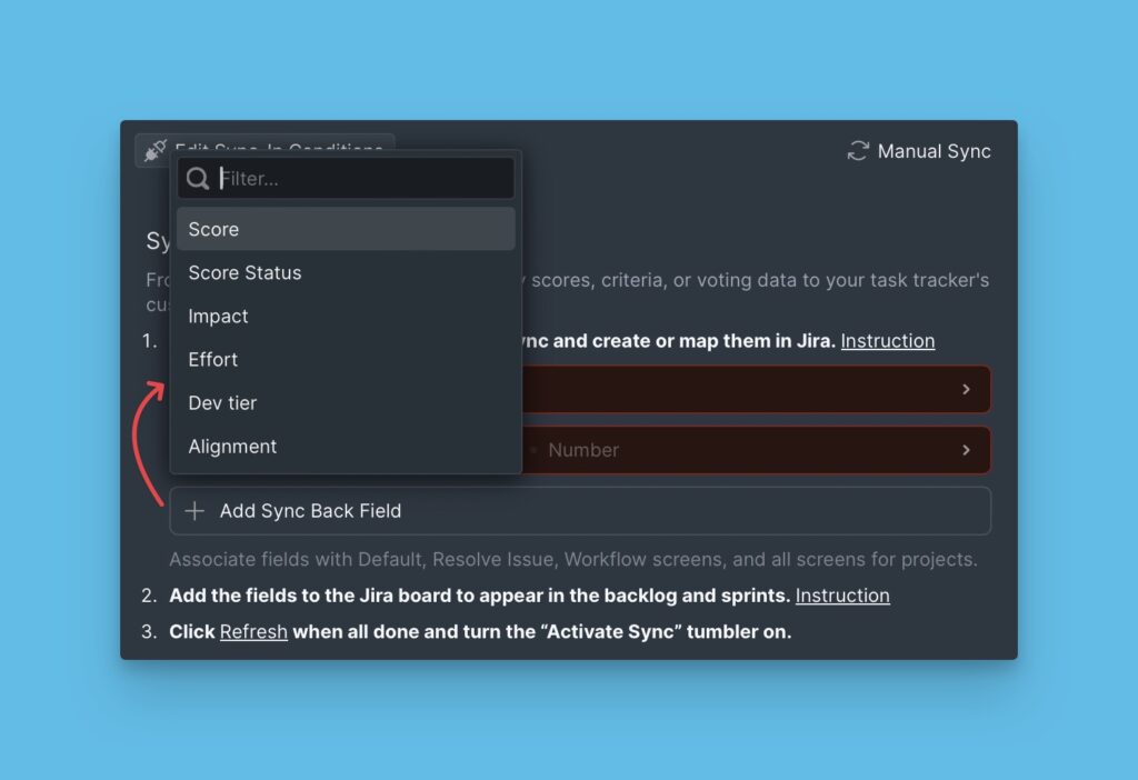 Feld-hinzufügen-Dropdown