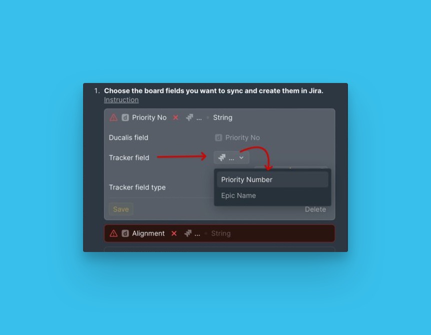 Tracker-Feld zuordnen