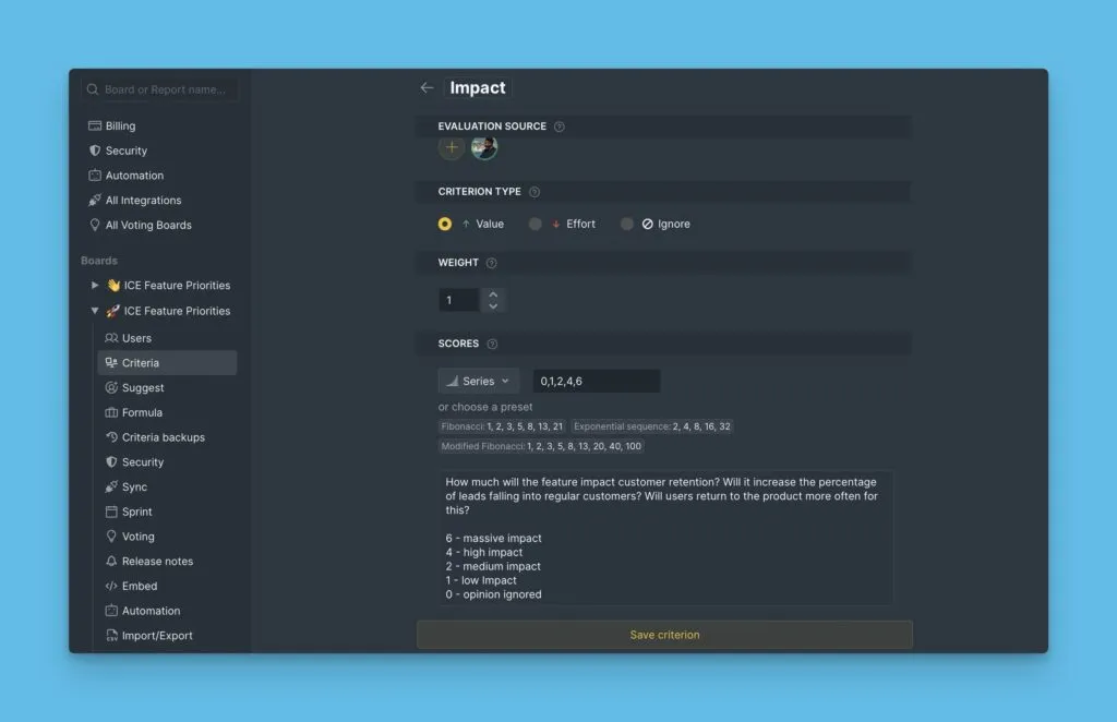 RICE 基準の名前と説明の編集