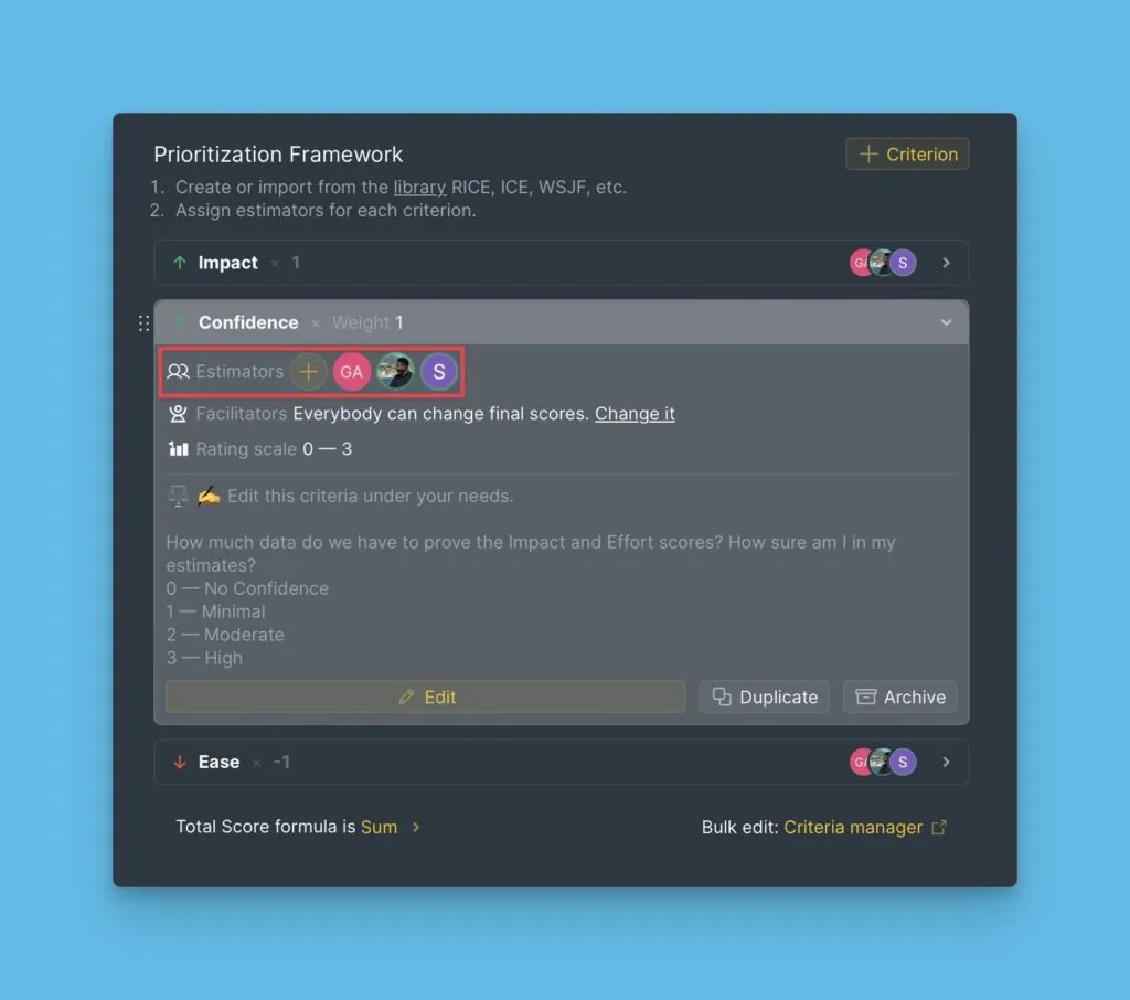 専門知識に応じて基準をチームメンバーに割り当てる