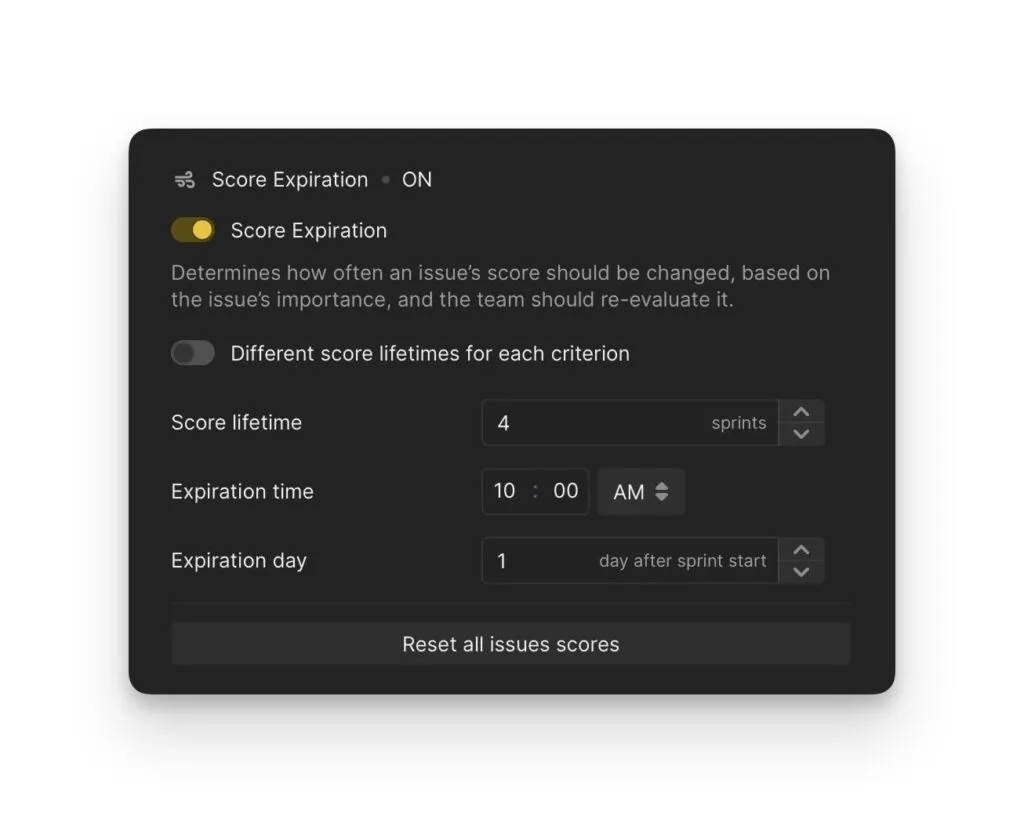 スコア有効期限機能の画面