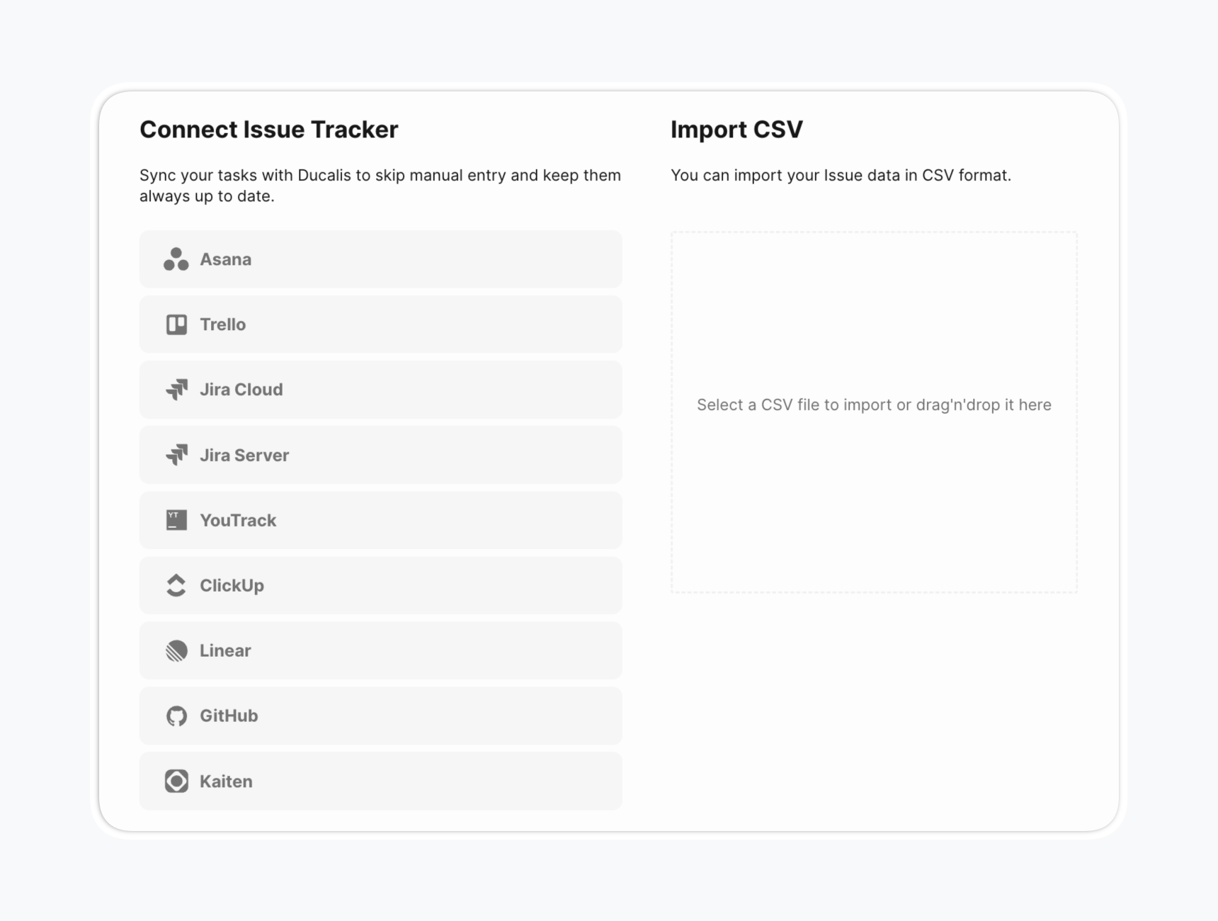 バックログインポートオプションを選択