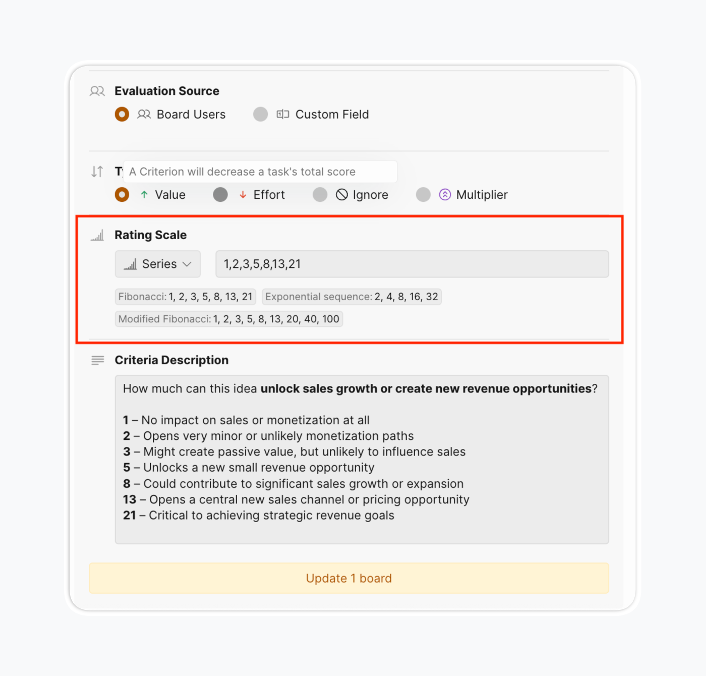 各基準のスケールを設定