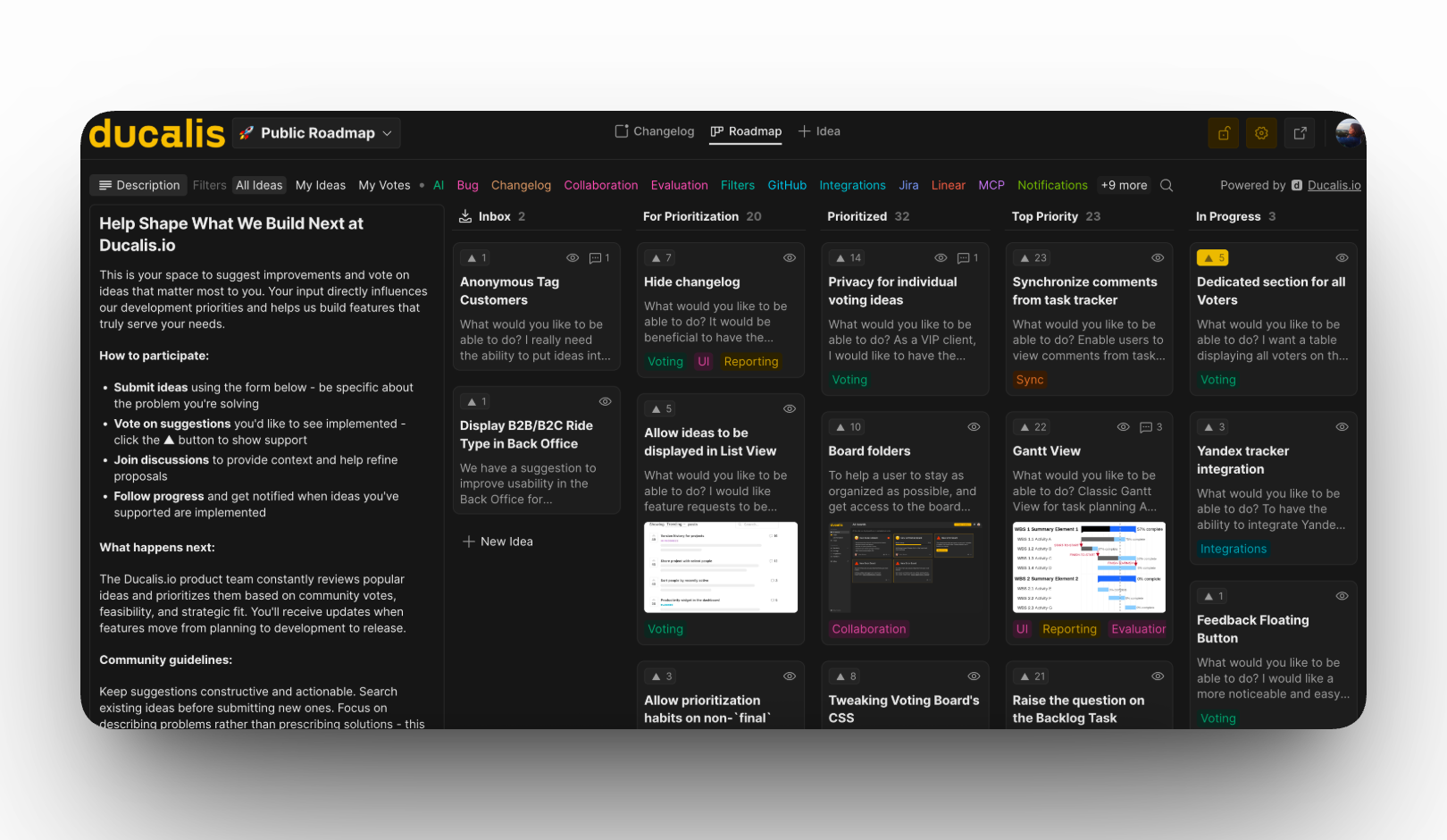 Oylama panosu ve Değişiklik Günlüğü