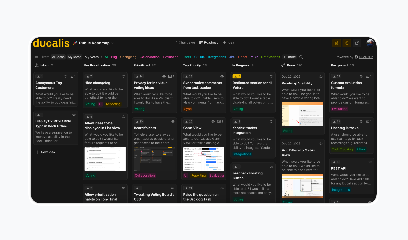 投票ボードとチェンジログ