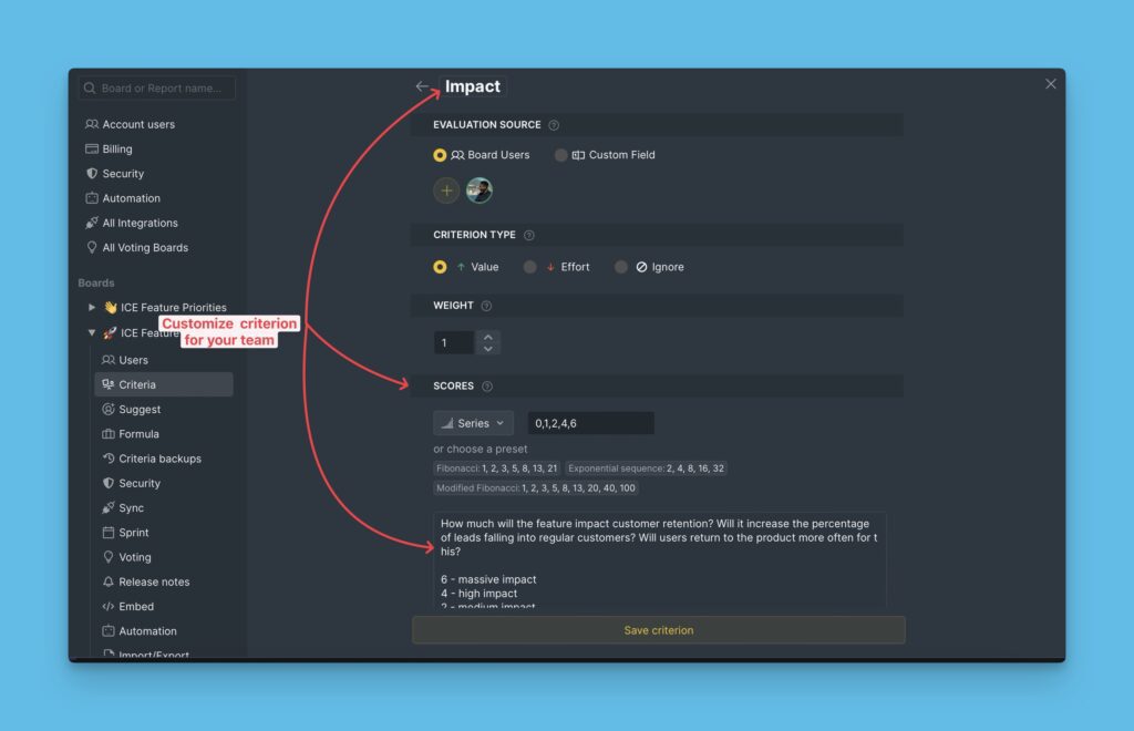 Kriterien im WSJF-Template bearbeiten