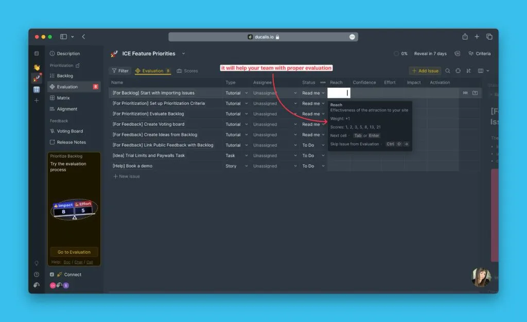 評価ヒントの例